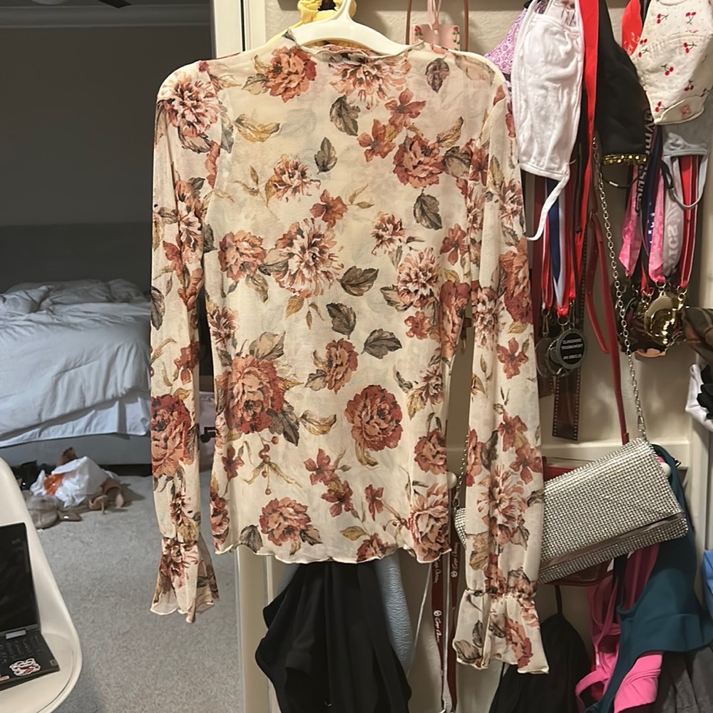 see through rose mesh top!